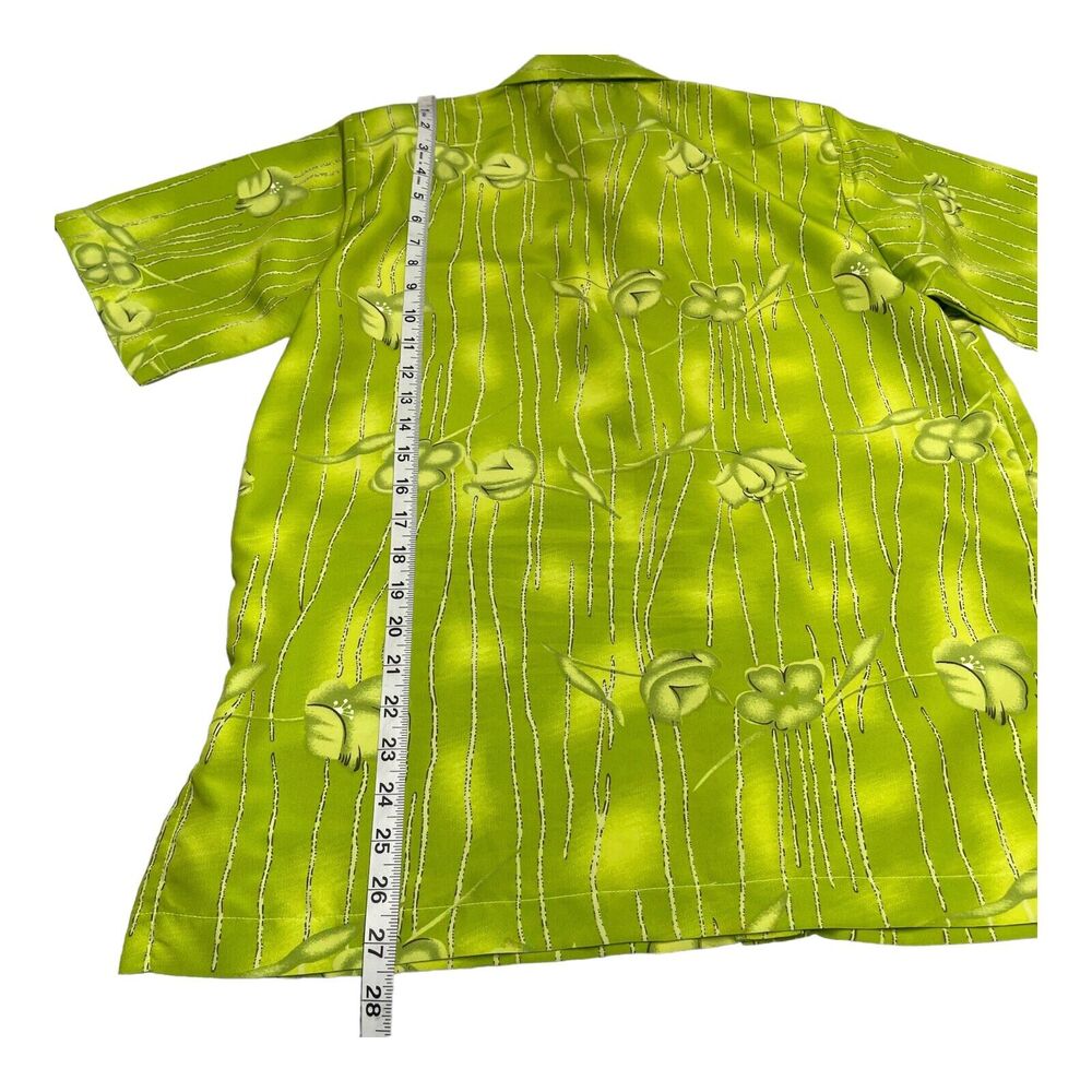 Mattina Shirt Women's Small Green Floral 100% Polyester Short Sleeve Button-Up - Picture 5 of 6
